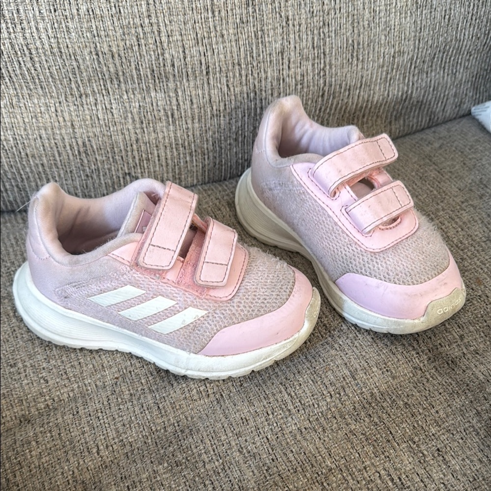 Adidas Pink and White Sneakers with Velcro Straps